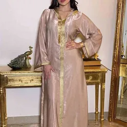 Siskakia Dubai Arabic Muslim Abaya Dress for Women Fall Champagne Moroccan Kaftan Hooded Robe Turkish Islamic Jalabiya 210322