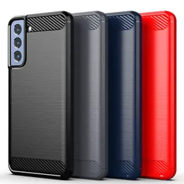 Phone Cases for Samsung S21 Plus Ultra FE Carbon fiber Brushed Mobile Cover to A32 A52 A72 A82