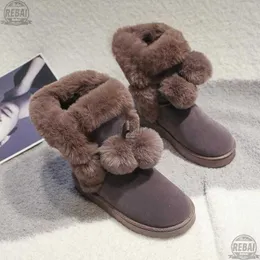 Stivali da neve Stivali invernali caldi di peluche Scarpe basse in pelle scamosciata da donna di grandi dimensioni Scarpe con cerniera Scarpe alla moda Comode e Socofy Y1018