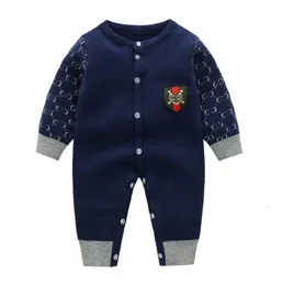 Outono inverno bebê marca manga longa macacão suéteres toddler tricotadas letras impressas jumpsuits recém-nascidos onesies infantil crianças roupas bebês roupas