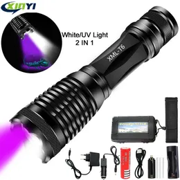 10000LM 2w1 Latarka UV LED Linternas Torch 395nm Ultrafiolet detektor moczu do kempingu Dywan Pet Morza Złap Scorpion 210322