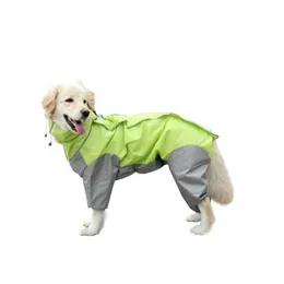 Roupa para cães jaqueta de chuva média e grande à prova d'água para animais de estimação capa de chuva de quatro patas com capuz poncho casaco de tempestade