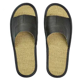 Slippare Pantoufles dt en Lin Pour Hommes et Femmes Grandes Tailles Pantoufles Yattrieur en Cuir de Vache Pour Maison Pantoufles de Sol 220308