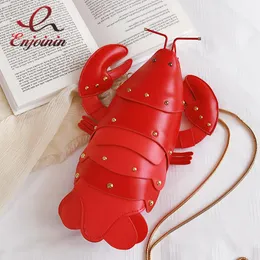 Shoulder Bags Fun Cute Fashion Lobster Style Pu Leather Girl's Chain Purse Handbag Crossbody Mini Bag Women Totes Clutch Flap