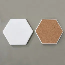 Hot Creative Hexagon Ceramic Cork Coaster Mat för Träbord Hem Keramik Dekoration Cup Mats FHL451-WLL