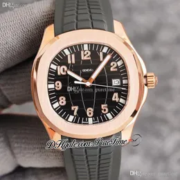 V7f 40mm Datum 5167 Cal A324 Automatisk mens klocka 18k Rose Gold Case Svart Texturerat Ringnummer Vit Markörer Gummi Rem Klockor 2022 Puretime G25A1