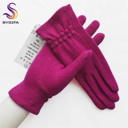 [Bysifa] Mulheres de inverno Luvas de lã grossa Toque quente touch scries primavera outono macio elegante elegante rosa mittens 220113