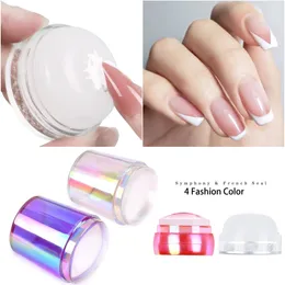 4 Färg Nagelstamper DIY Jelly Silikon Stamper för franska naglar Manicuring Kits Nail Art Stamping Tool