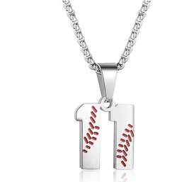 Großhandel neue Titan Sport Zubehör Baseball Jersey Nummer Halskette Edelstahl Charms Nähen