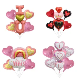 Valentine's Day Party Decoration Aluminum Film Balloon Peach Heart "I love u' Romantic Wedding Balloons