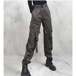 Harajuku Streetwear Cargo Spodnie Casual Joggers Dresy Wysoka talia Luźne Spodnie Koreańskie Pantalon Pas 210531