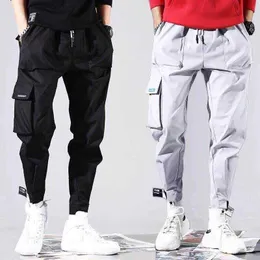 2020 Moda Mężczyzna Spodnie Cargo Hip Hop Mele Streetwear Spodnie KPOP Casual Mężczyźni Joggers Formalne Spodnie Elastyczny Talia Spodnie dresowe X0723