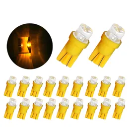 20Pcs/Lot Yellow T10 W5W 1LED Concave Head Small Car Bulbs Straw Hat For Auto Clearance Lamp Instrument Lights 12V