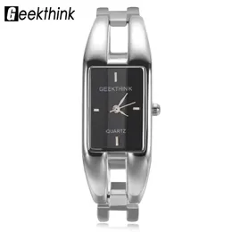 Нарученные часы geekthink Quartz Watch Женщины прямоугольник из нержавеющей стали браслет с часами.