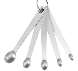 Kitchen Tools Set of 5 Stainless Steel Round Measuring Spoons for Measur Liquid and Dry Ingredients Drop Smidgen Pinch Dash Tad SN2552