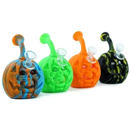 Tubo de fumo de água Bong Dab Shisha Hookah Silicone Shell Halloween Presente Altura 6 "Rig