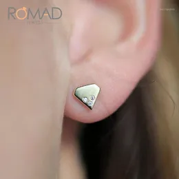 Stud Romad Fashion Gold Indywidualny trójkąt geometryczny Cyrkon S925 Sterling Silver Earrings 2022 na prezenty dziewczyny