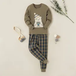 Jesień i wiosna modne dzieci chłopiec dziewcząt zestawy garnitury spodnie kratowe zestaw ładny design dzieci ubrania 210528