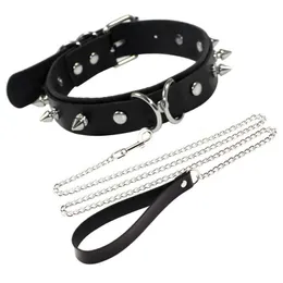 Chokers 2022 Gothic Punk Spike Nit Seksowny Naszyjnik Łańcuch Neck Alternatywny Metal PU Skórzany kołnierz Lina Trakcyjna Bondage