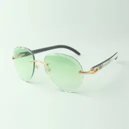 Exquisite classic sunglasses 3524027 with natural mixed buffalo horn temples and cut lens glasses, size: 18-140 mm