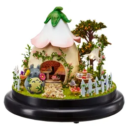 DIY Cottages Spieluhr Valentinstag Geschenk für Freundin Handgefertigtes Cartoon-LED-Haus mit Staubschutzfiguren Geburtstagsgeschenk 210318