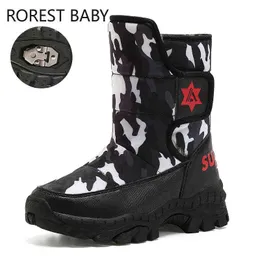 Winterstiefel Kinder Wasserdichte Mädchen Junge Schnee Boot Plüsch Warm Für Mädchen Babyschuhe Jungen Stahl Klaue Stiefel Peluche Chaussure Enfant 211108