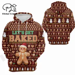 Moletons masculinos com capuz PLstar Cosmos impresso em 3D Est Christmas Cookie Art exclusivo unissex engraçado streetwear pulôver Harajuku moletons/sweatts