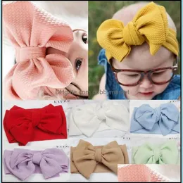 Headbands Hair Jewelry Baby Girls Big Bow Cross Kids Bows Elastic Headwear Headdress Band Headwrap Turban Knot Children Aessories Drop Deliv