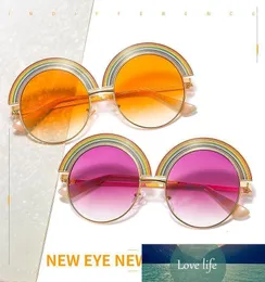 Solglasögon qpeclou mode regnbåge kvinnor vintage metall rund solglasögon kvinnlig färgglada strand nyanser1
