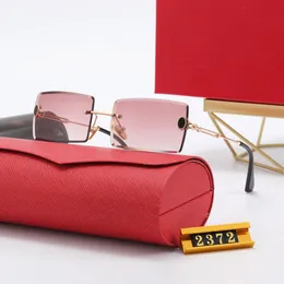 Designer Sunglasses Brand UV400 Eyewear Metal Gold Frame Sun Glasses Men Women Rimless Oversized Sunglasses Polaroid Glass Lens With Box Lunettes Oculos