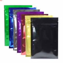 Various of Sizes Tear Notch Aluminum Foil Zip Lock Bag Heat Sealing Storage Bags Black/ Blue/ Silver/ Green/ Red/ Gold/ Purplehigh qty