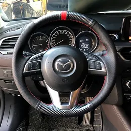 DIY custom made Hand-stitched leather car steering wheel cover For MAZDA 3 cx-5 CX-4 atenza onxela car accessories wheel cover