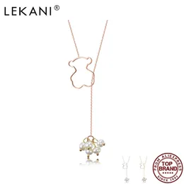 LEKANI PENDANT NECKLACES FÖR KVINNA Söt Bear Shell Pearl Design Girl Copper Halsband Jubileumsgåvor Fina smycken 210701