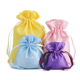 Satin Smycken Väskor Julklapp Påsar Väska med Drawstring Gifts Pouch Mini Smycken Påse