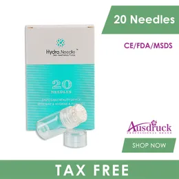 10st Ny FDA Hydra 20 Pin Micro Needle Titanium Guld Tips Derma Nålar Hudvård Anti Aging Whiten Flaskstämpel Serum Återanvändbar