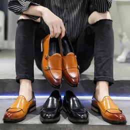 Yomior italiensk stil våren höst män oxfords glida på avslappnad spänne formell klänning läder loafers man bröllop högkvalitativa skor mens loafers formella s w6zs #