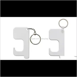 Andra trädgårdshem Gardensublimation Germ Chain Icke-kontakt Handtaget Keychain Trä Diy Blank Key Rings Safety Touchless Door Opener Drop Del