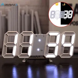 3D большие настенные часы светодиодные цифровые электронные часы дата температура автоматическая подсветка будильник таблица часы настольный домашний декор H1230