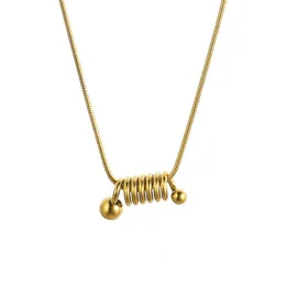 Pendanthalsband Ajojewel Titanium Steel Spiral Spring Women's Necklace Fashion Short Clavicle Chain Metal Statement Smycken Fin gåva