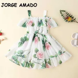 Elegante Vestito per Ragazze Abiti Damigella Manica 3/4 Principessa Abiti Lungo Tulle Pizzo Cerimonia Compleanno Prima Comunione Battesimo Natale Halloween Carnevale Cocktail Rosa 2-3