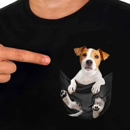 Cotton T-Shirt Fashion Pocket Cute Jack Russell Terrier Printed T-Shirts Men Women Casual T-Shirt Hip Hop Tops Funny Cotton Tees G1222