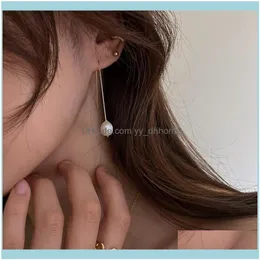 Kolczyki Zestawy Biżuteria JewelryArrings Naszyjnik Słodkowodne Pearl Długosz Kobiety Złoto Łańcuch Chain Tassel Ear Line Barok Dangle Drop Dostawa 2021 x