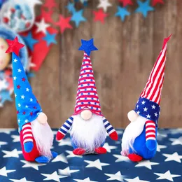 party decoration Independence Day Patriotic Plush Gnome Doll American Striped Star Print Hat Dwarf Tomte Standing gift