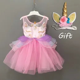 fashion infant toddler girls lace dress unicorn party lovely baby kids flower embroidery ball gown cosplay costume 210529