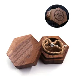 Black Walnut Wood Ring Boxes Alla hjärtans dag Presentförpackning DIY Blank Carving Handgjorda Smycken Box Creative Halsband Örhängen Förvaring