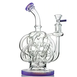 Super Vortex Water Bongs 12 Recycler Tornado Tube Hookahs Glass Bong Unique Design Pipes Cyclone Smoking Inline Perc With Heady Bowl