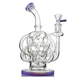 Super Vortex Water Bongs 12 Recycler Tornado Tube Hookahs Glass Bong 독특한 디자인 파이프 사이클론 스모킹 인라인 퍼크 with Heady Bowl