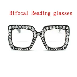 Anti Mavi Işık Bifosals Okuma Güneş Gözlüğü Büyüteç Kadınlar Erkekler Için Yakın Presbiyopik Gözlük Bayanlar Elmas Çerçeve NX