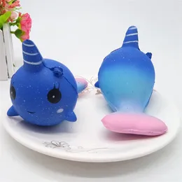 Squishy simulation small whale galaxy narwhal cute soft slow rebound PU pinch music creative gift girl physical toy CCF5769