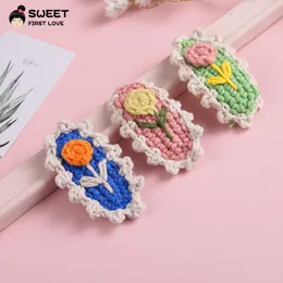Lovely Flower Hairpins Bb Hair Clip For Girls Cable Knit Floral Headwears Kawaii Baby Birthday Gifts Barrettes Hair Accessorie